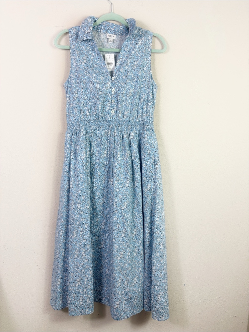 NWT J. Crew Printed collared midi floral dress in daydream blue ivory size 6 - Picture 4 of 11